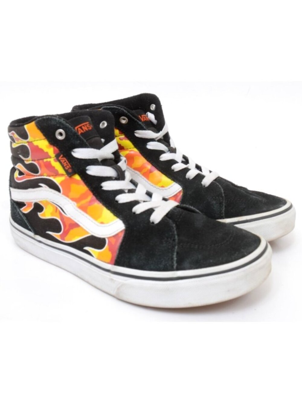 Vans Kids Filmore Hi Top Camo Flame Black/White Lace Up Shoes Youth 4 Sneakers